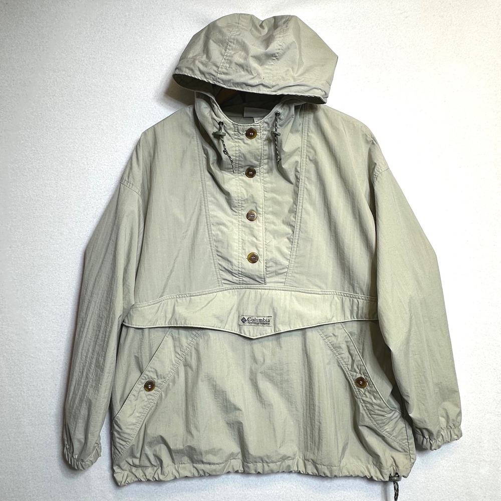 Columbia Anorak Windbreaker Women L Sage Green Vintage Pullover Jacket